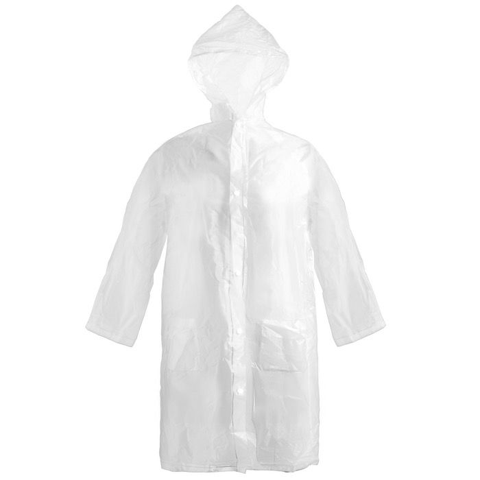 Imperméable taille unique avec fermeture frontale et capuche incluse