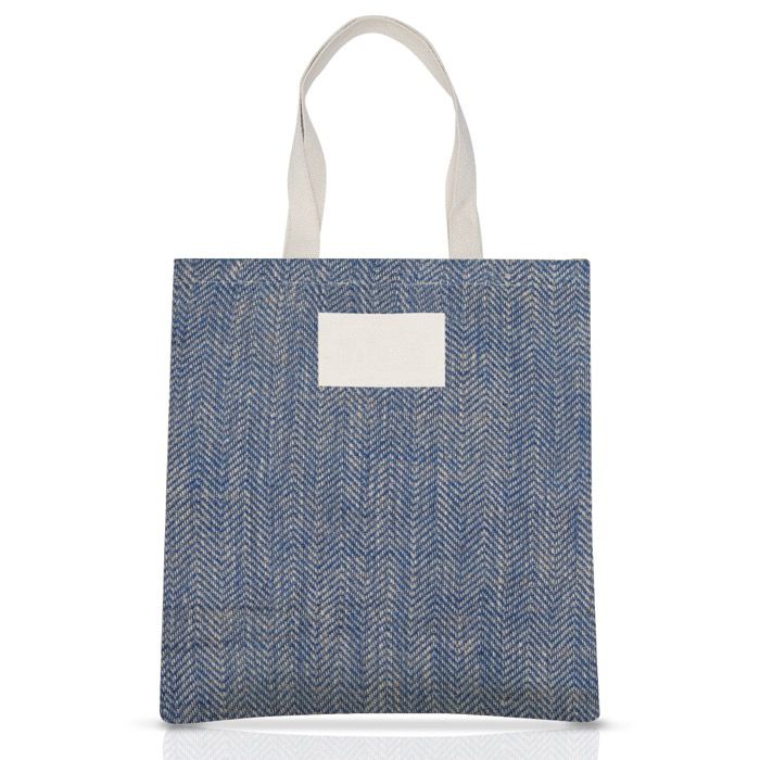 Sac en jute avec anses en coton et tissu à finition en zigzag