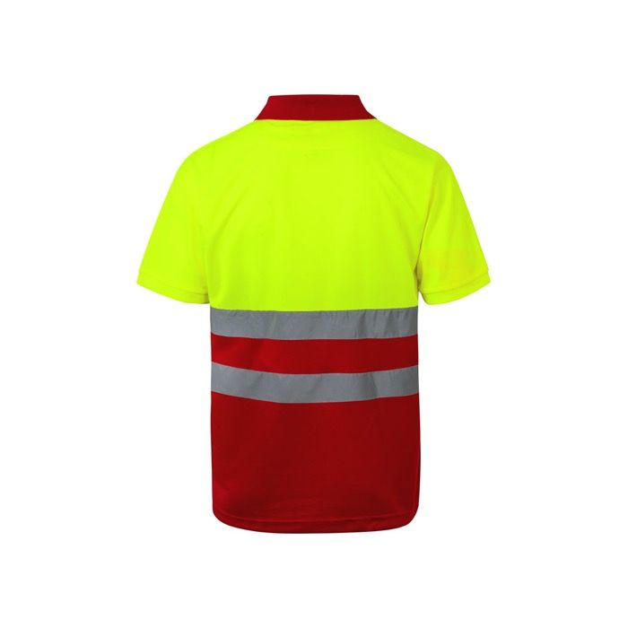 Polo bicolore réfléchissant de travail en polyester 160 g/m² 