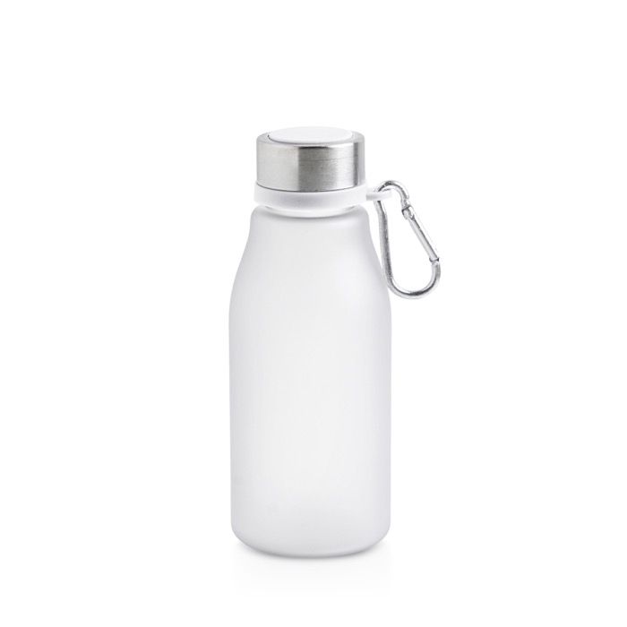 Gourde en plastique recyclé finition mate avec mousqueton, 350 ml