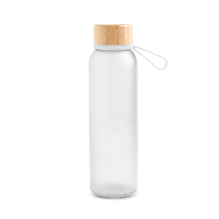 Bouteille en plastique recyclé mate avec bouchon en bambou, 350 ml