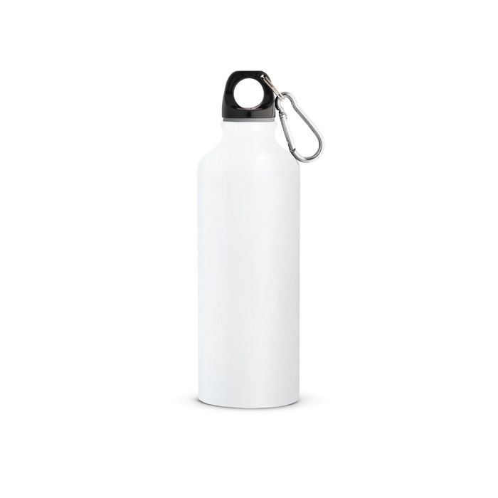 Bouteille en aluminium recyclé avec mousqueton coloré 530ml