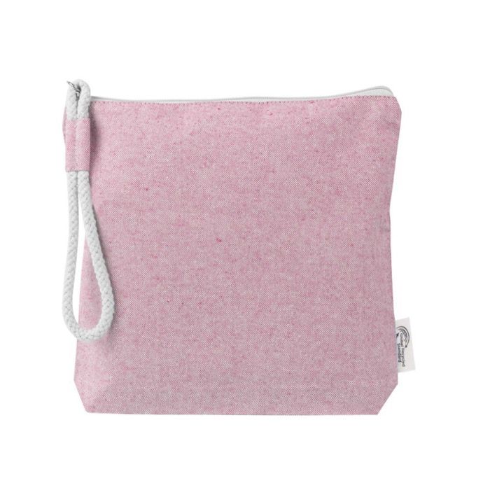 Trousse de toilette pastel en coton recyclé avec bracelet en corde