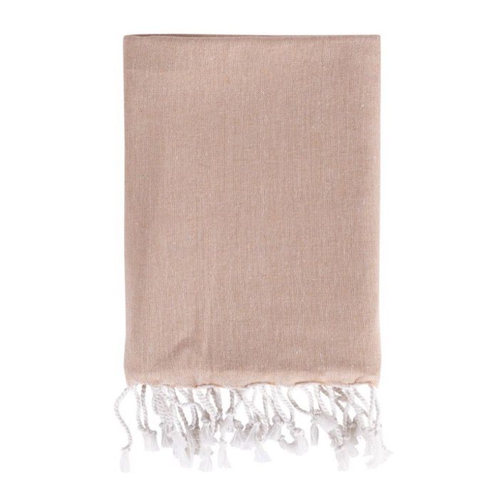 Paréo en coton et polyester monochrome avec franges blanches 170 g/m2