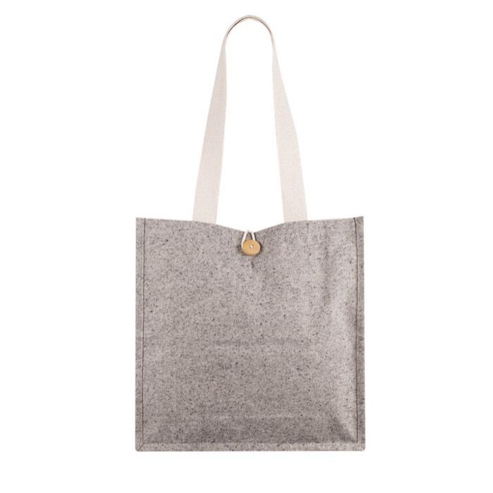 Sac en coton à l'aspect chiné avec bouton de fermeture