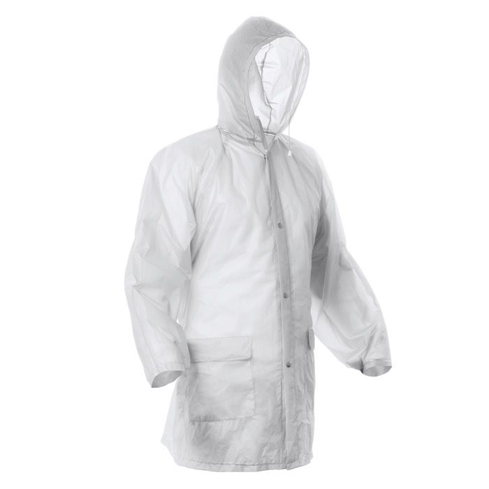 Imperméable finitions thermosoudées avec fermeture centrale et capuche