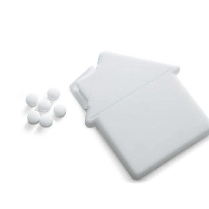 Bonbons publicitaires en forme de maison avec zone d'impression