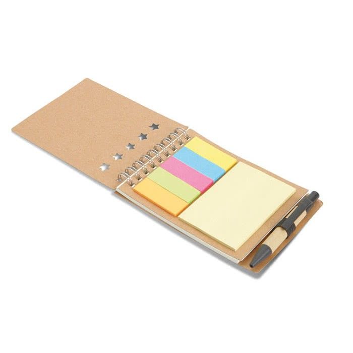 Cahier avec stylo et bandes adhésives couleur beige