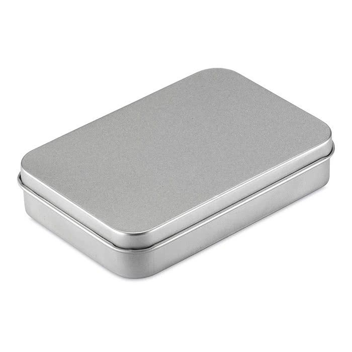 Jeu de cartes dans une boîte métallique personnalisée couleur argenté mat troisième vue