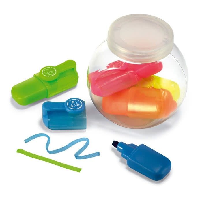 4 marqueurs phosphorescents dans un pot couleur multicolore