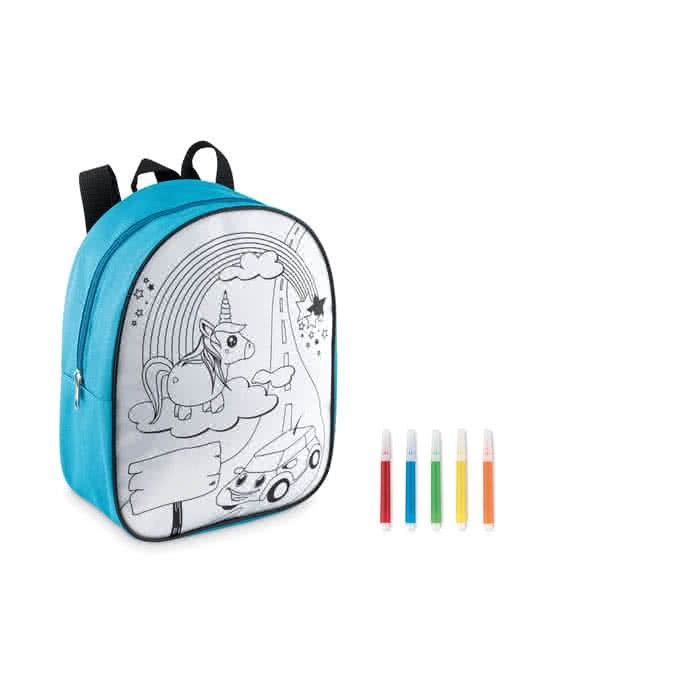 Sac à dos à colorier pour enfants couleur turquoise