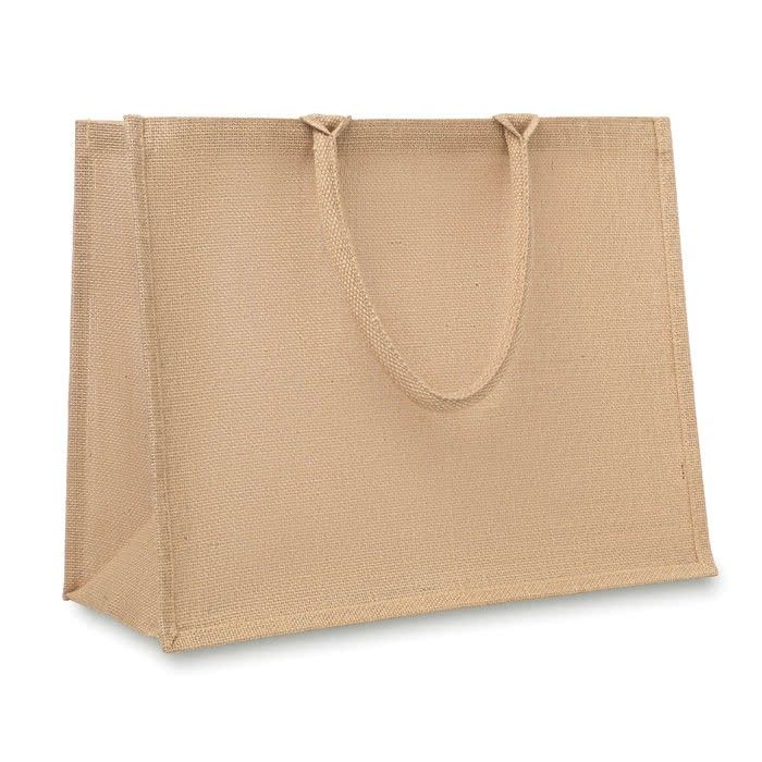 Grand sac en toile de jute personnalisé vue avec zone d'impression