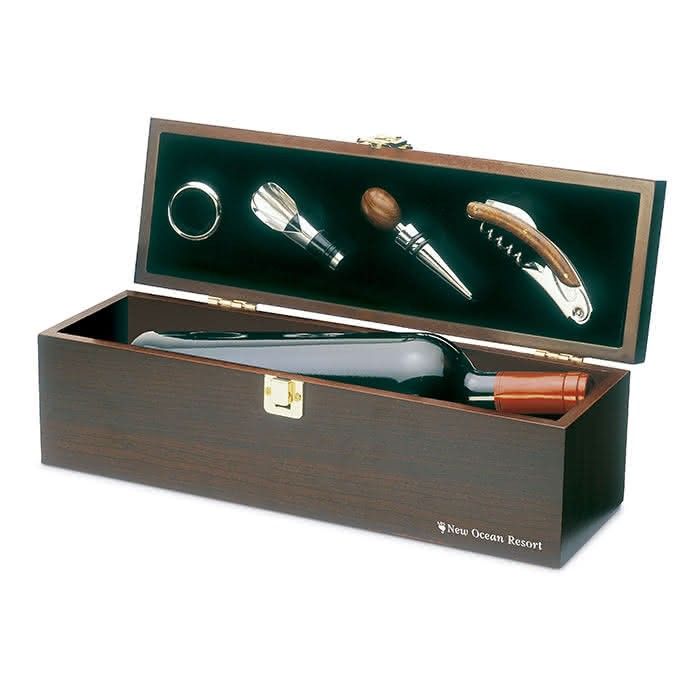 Set à vin personnalisé dans une boîte en bois couleur  bois