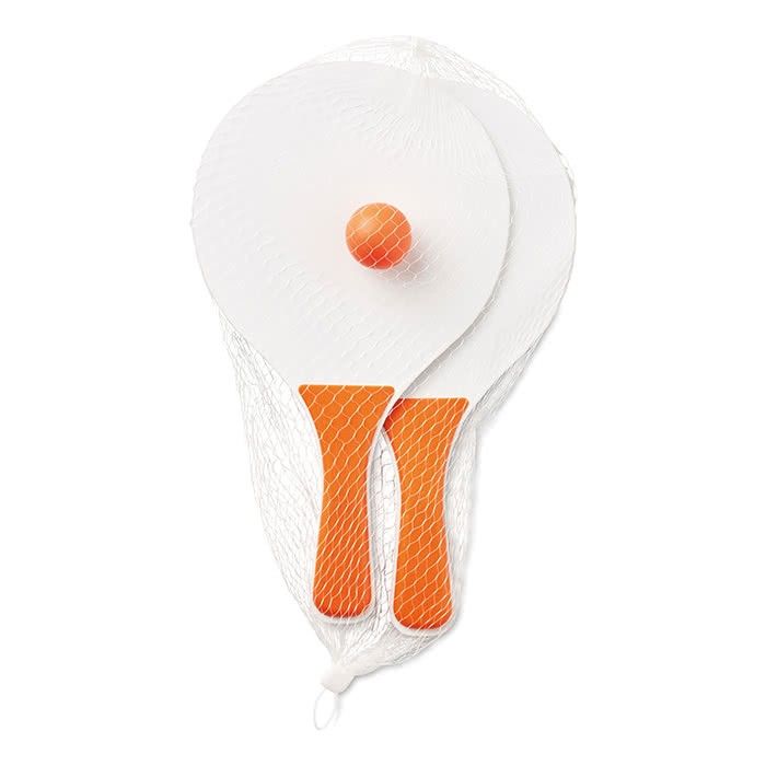 Set publicitaire de raquettes de plage vue avec zone d'impression