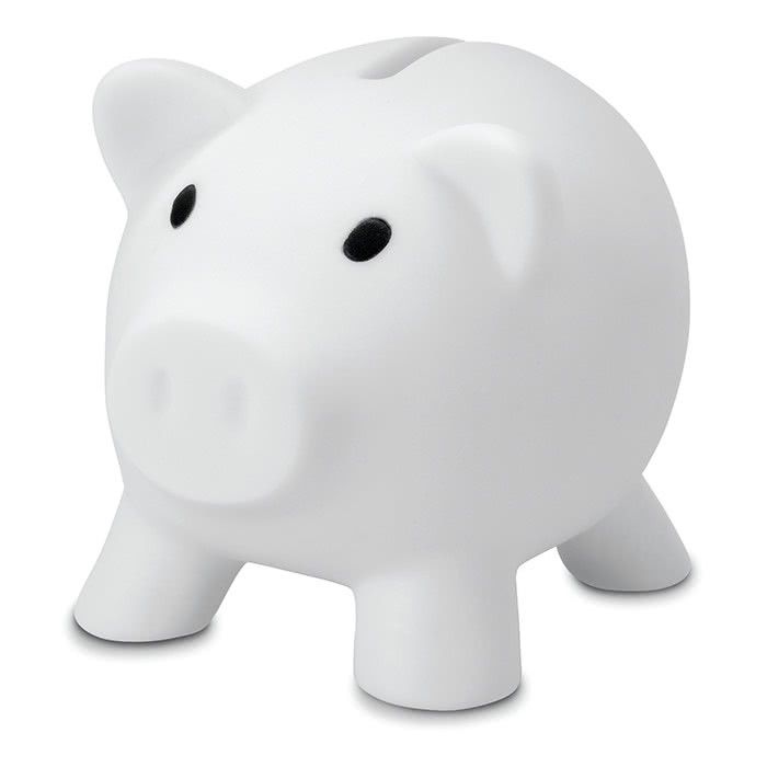 Tirelire publicitaire en forme de cochon couleur bleu