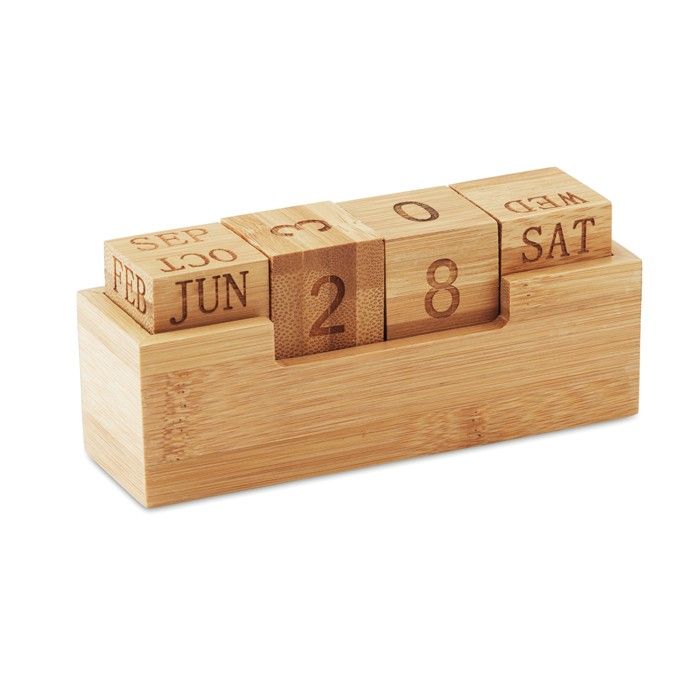 Calendrier en bois pour bureau avec zone d'impression