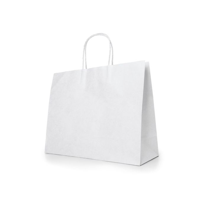 Grand sac personnalisé pour magasins blanc vue avec zone d'impression