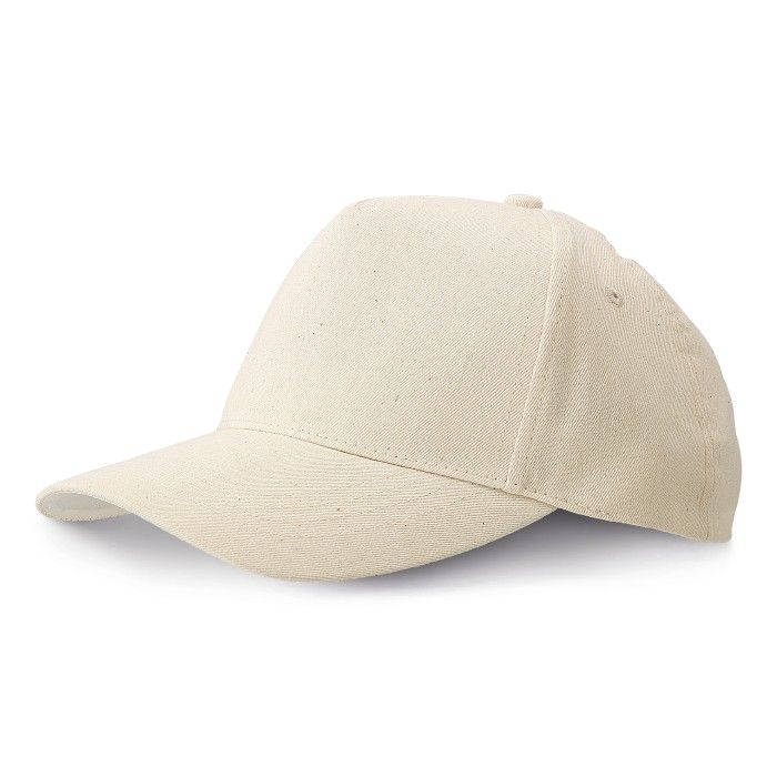 Casquette 100% coton de couleur naturelle vue avec zone d'impression