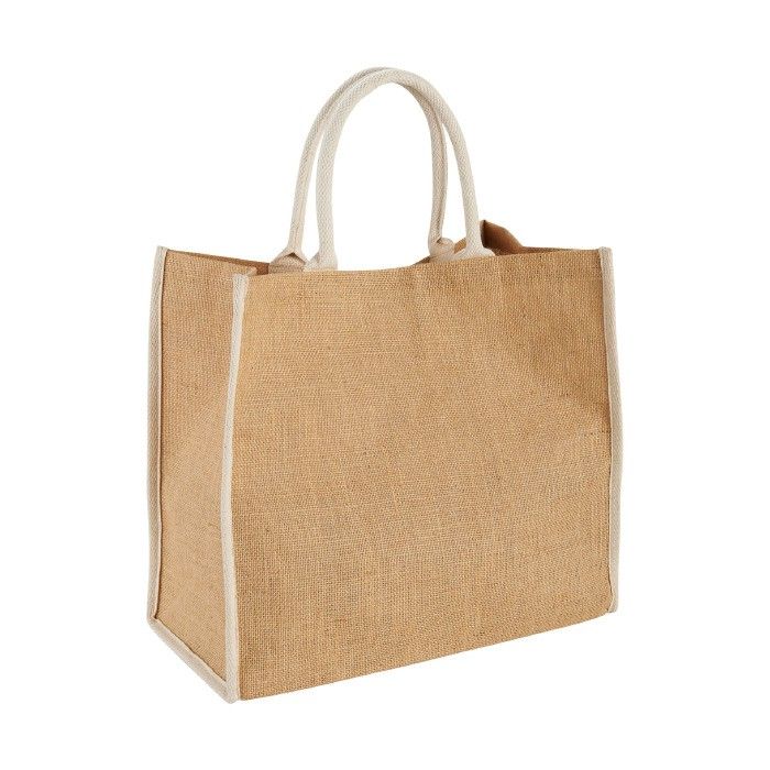 Sac cabas personnalisé en toile de jute vue avec zone d'impression