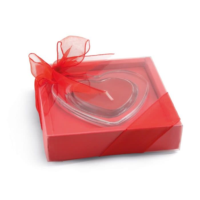 Bougie publicitaire en forme de cœur avec zone d'impression