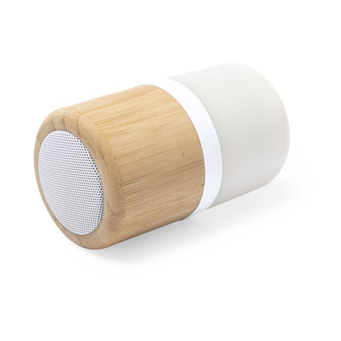 Enceinte lumineuse LED en bambou naturel avec zone d'impression
