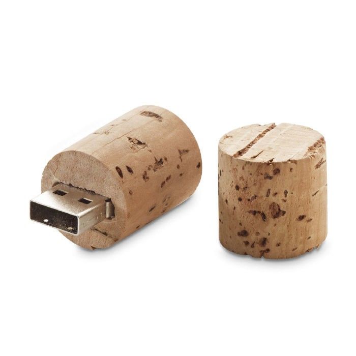 Clé USB en forme de bouchon en liège avec zone d'impression