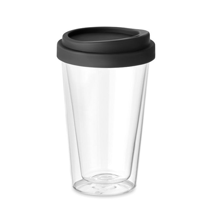 Gobelet take away en verre personnalisable couleur noir