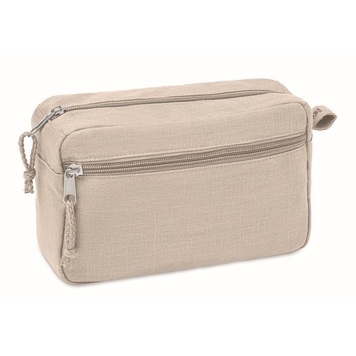 Trousse de toilette éco en chanvre avec zone d'impression