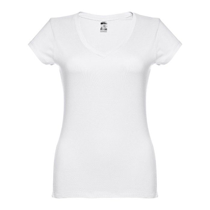 T-shirt floqué avec col V pour femme 150 g/m2 avec zone d'impression