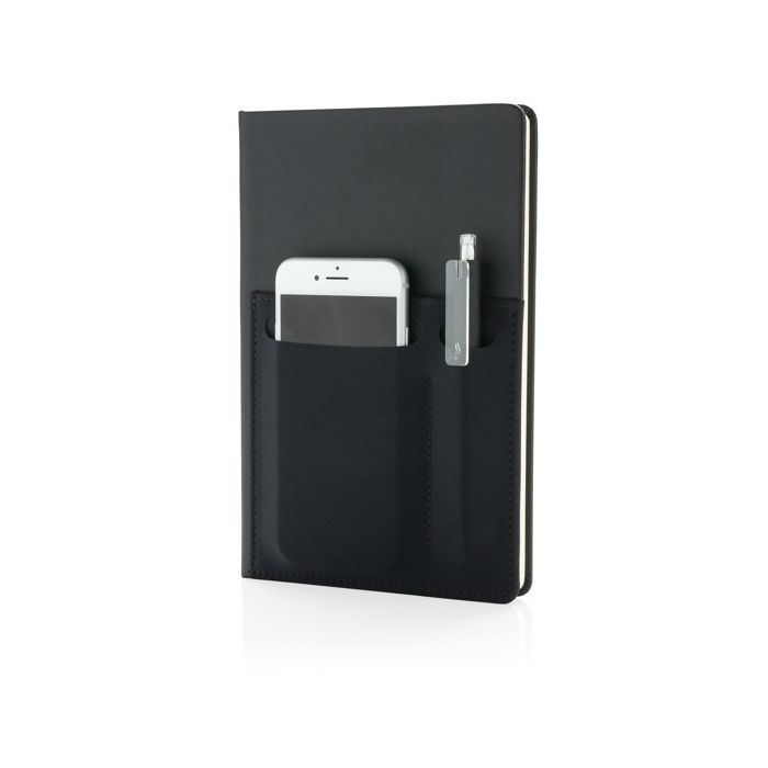 Carnet avec trois pochettes intégrées avec zone d'impression