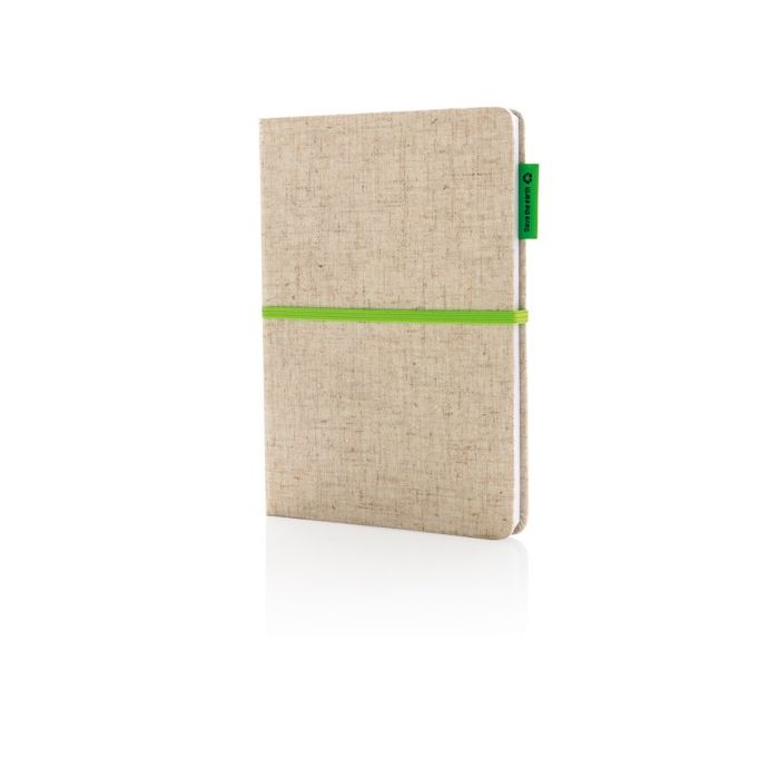 Carnet de note avec couverture en jute avec zone d'impression