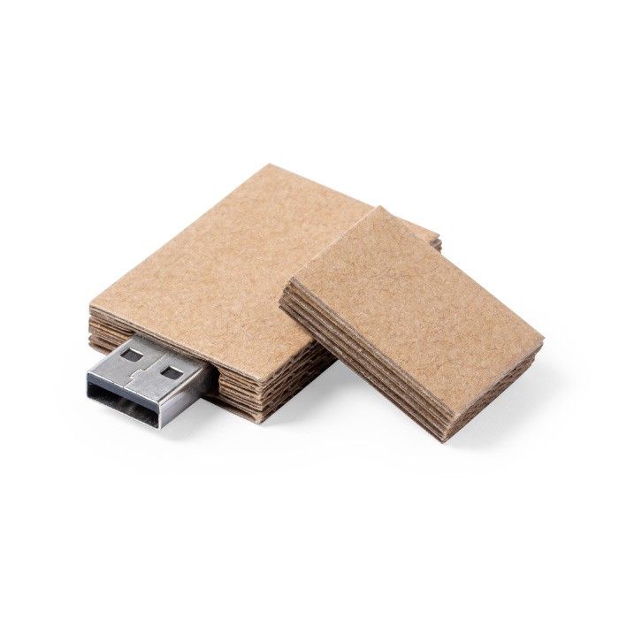 Clé USB naturelle en carton recyclé avec zone d'impression