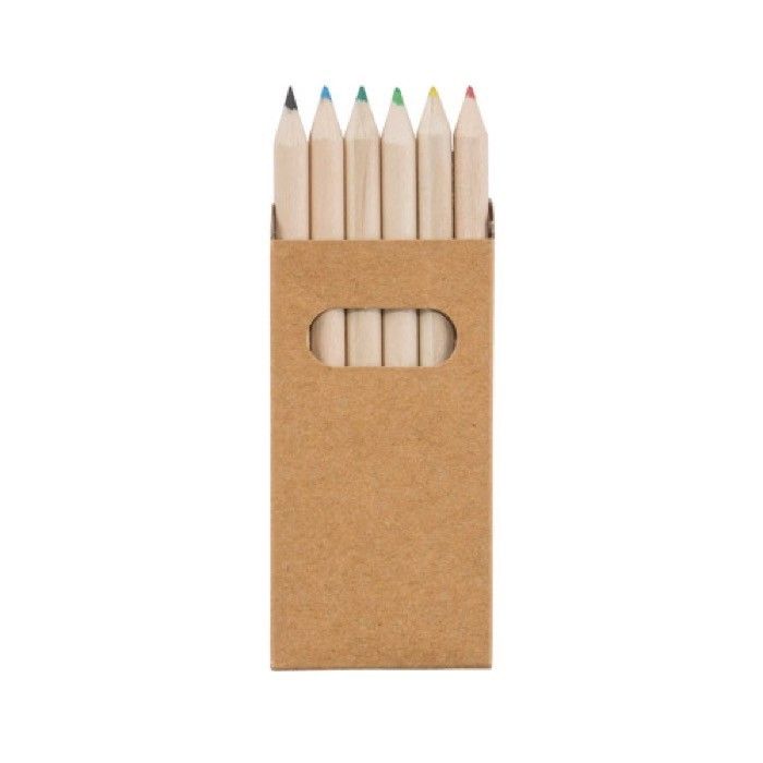 Boîte de 6 crayons de couleurs publicitaires avec zone d'impression