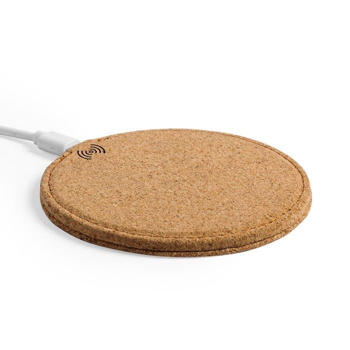 Chargeur sans fil de forme ronde en liège