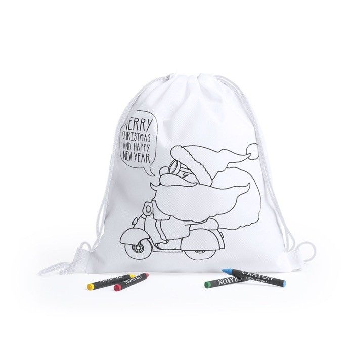 Sac cordon avec coloriage et crayons de cire