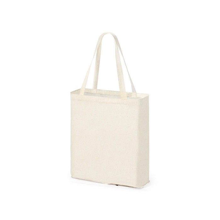 Sac pliable en coton avec base jute 110 g/m2 couleur naturel