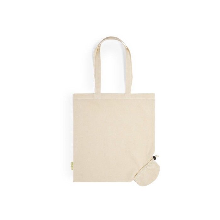 Sac pliable en coton biologique vue avec zone d'impression