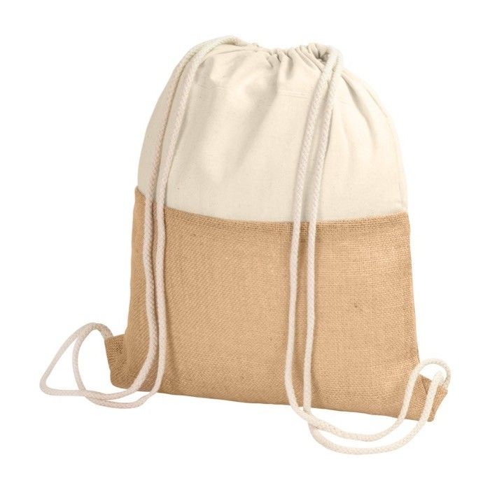 Sac à dos en coton et jute 230 g/m2 avec zone d'impression
