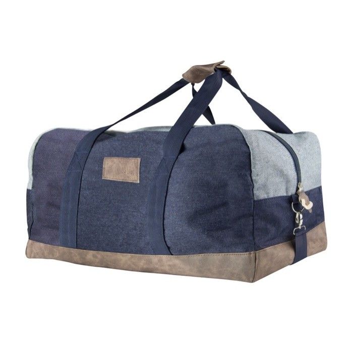 Sac de voyage personnalisé finition denim avec zone d'impression