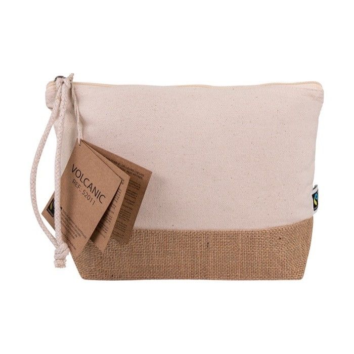 Trousse de toilette en coton et jute équitable avec zone d'impression