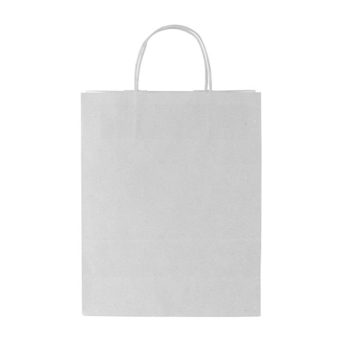 Sac en papier blanc publicitaire vue avec zone d'impression