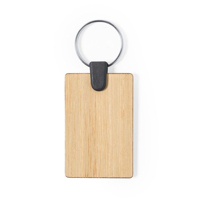 Porte-clés rectangulaire en bambou couleur naturel