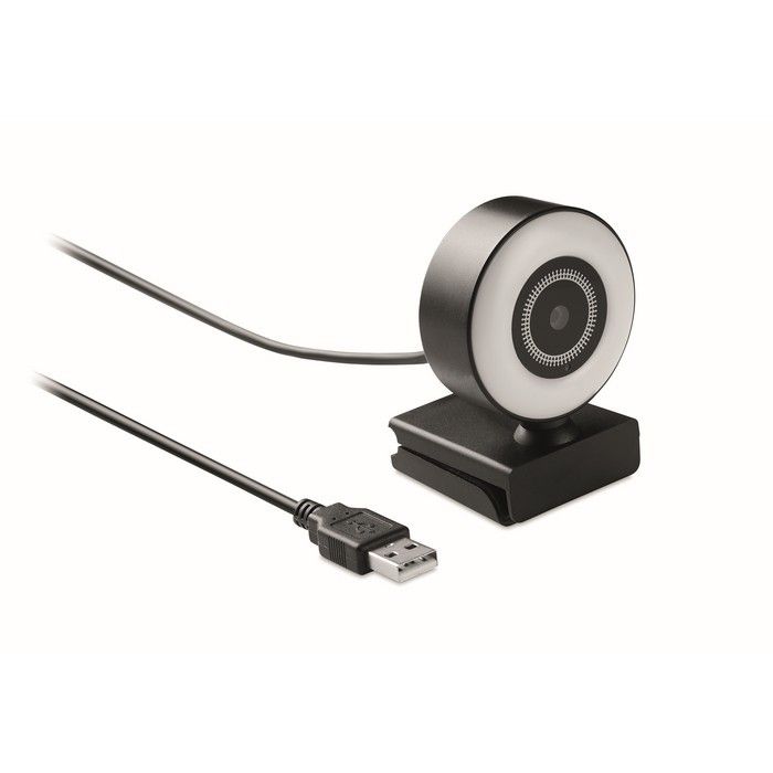 Webcam avec microphone et anneau lumineux couleur noir