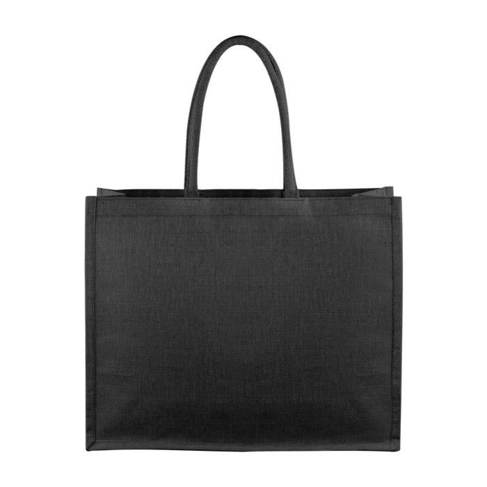 Sac noir robuste en jute et coton avec zone d'impression
