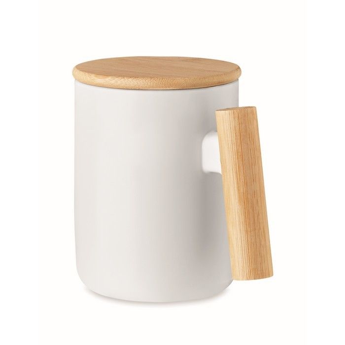Tasse en porcelaine et en bambou avec zone d'impression
