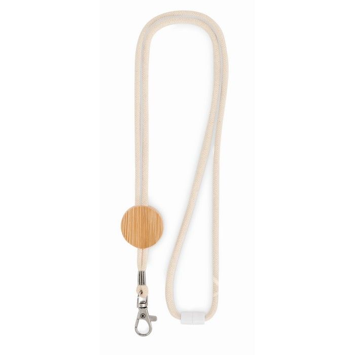 Lanyard en coton avec détail en bambou avec zone d'impression