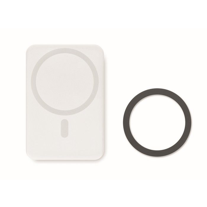 Chargeur sans fil magnétique en bambou couleur blanc deuxième vue