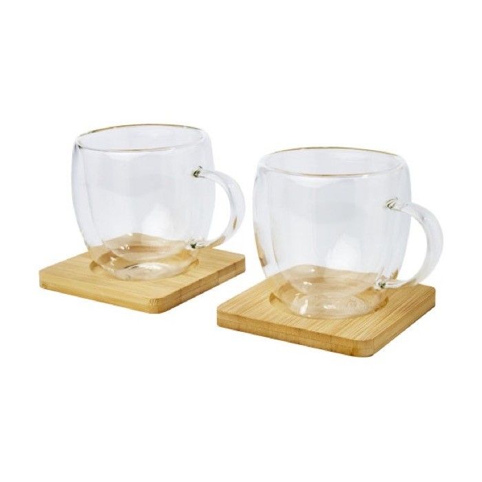 Set de deux mugs en verre à double paroi