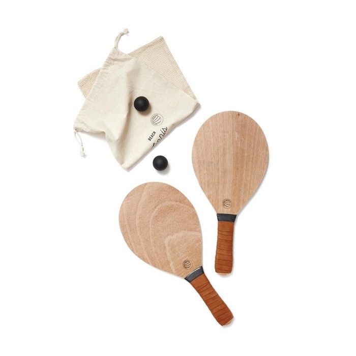 Set de tennis de plage en bois de peuplier avec zone d'impression