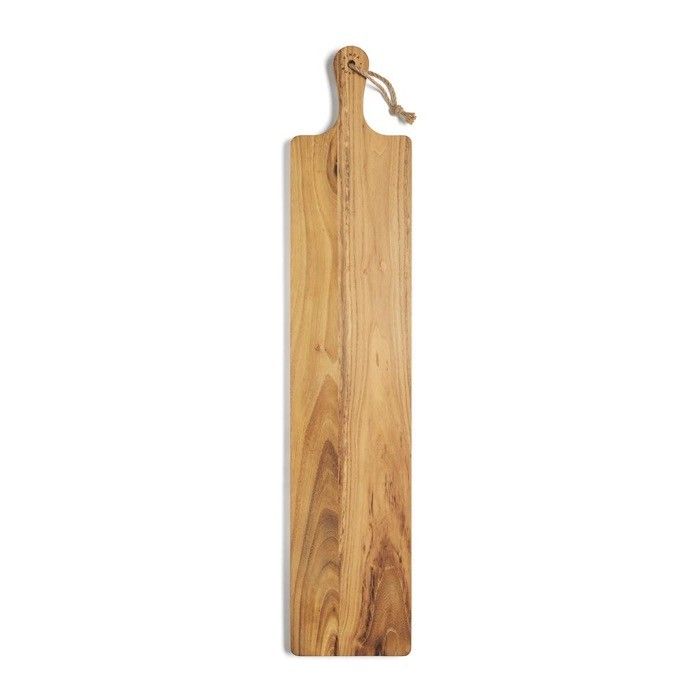 Planche de service en bois de teck 75 x 15 cm avec zone d'impression